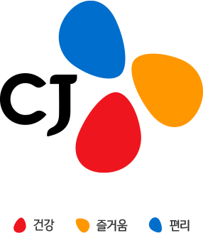 cj CI 빨간색:건강, 노란색:즐거움, 파란색:편리