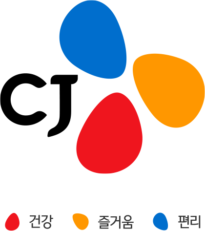 cj CI 빨간색:건강, 노란색:즐거움, 파란색:편리